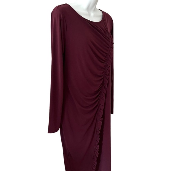 Motherhood Maternity Ruffled line detail long sleeve midi dress size large - Picture 6 of 12